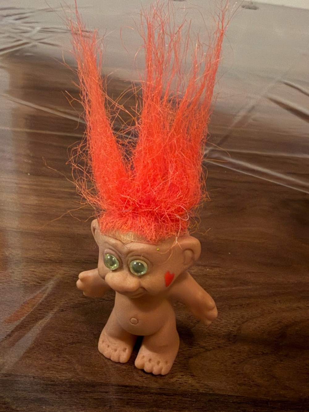 Vintage Troll Doll with Bright Orange Hair and Green Eyes